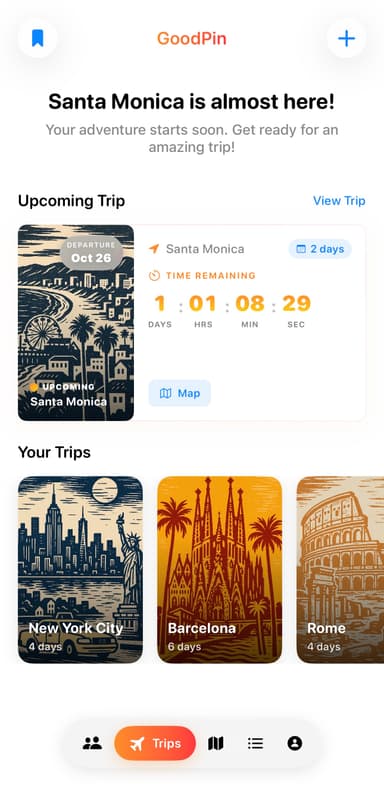 Trip home with countdown