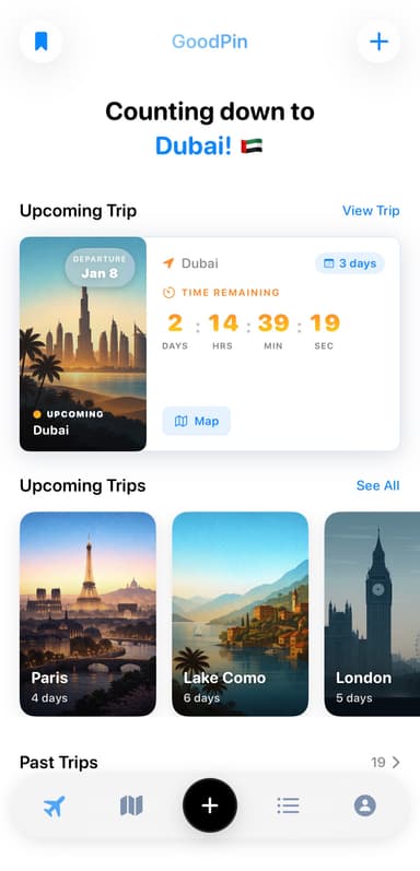 Trip home with countdown
